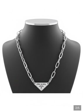 White and Silver Triangle Logo Necklace